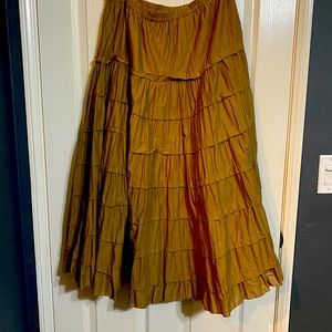 Brown layered maxi skirt